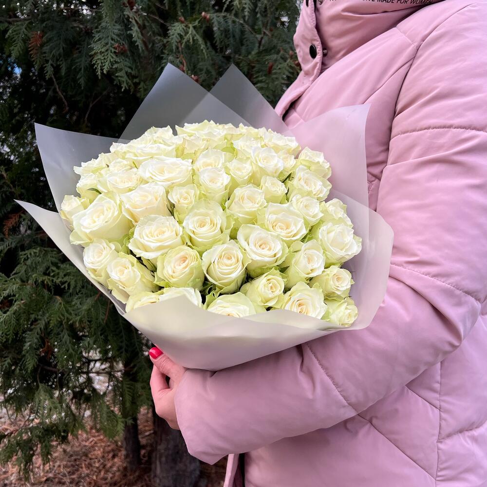 Букет из 51 белой розы (моно 036) Букет из 51 белой розы (моно 036)